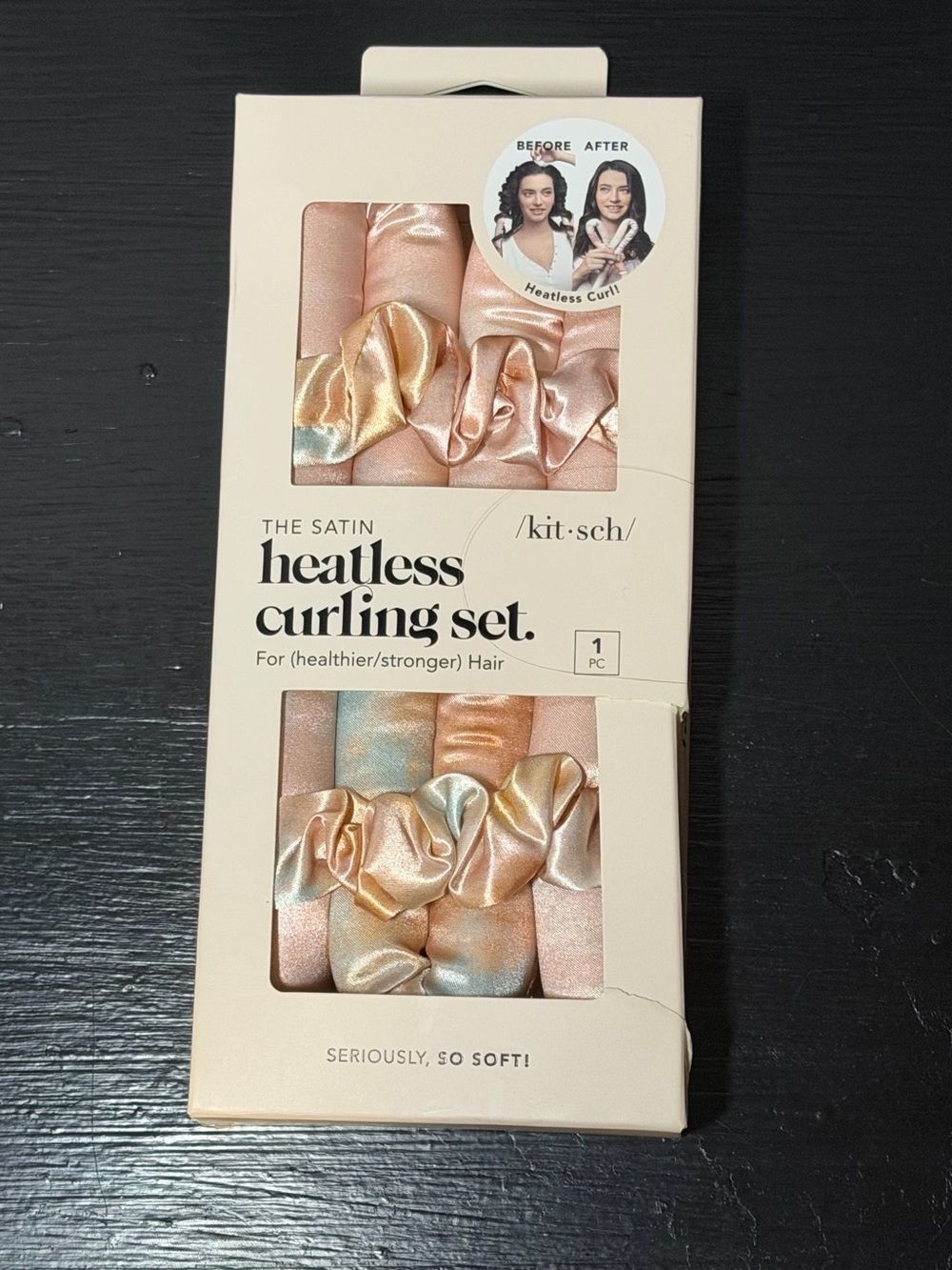 kitsch Satin Heatless Curling Set - Peach Multi